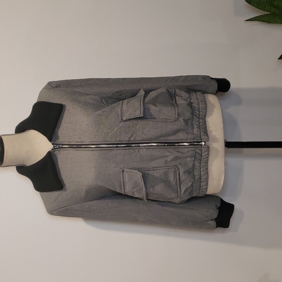 CLUB MONACO Houndstooth Knit Collared Bomber Jacket - Picture 1 of 10